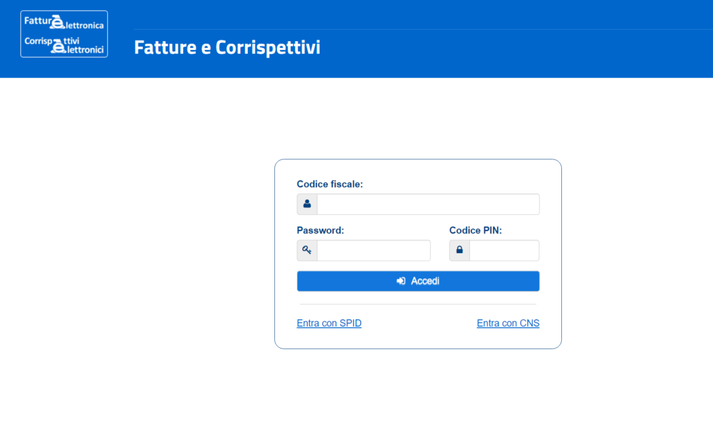 login fatture elettroniche